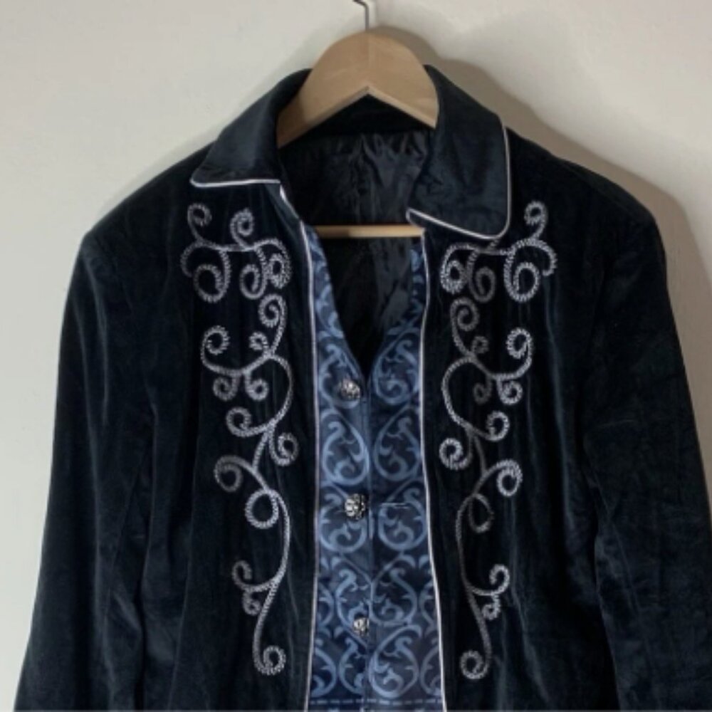 Men Steampunk Gothic Victorian Jacket Velvet Tailcoat Medieval Renaissance Blk M - Picture 3 of 11